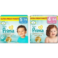 1001 Bebek Bezi Premium Care 5 Numara 74 Adet Ultra Fırsat Paketi ve Prima Bebek Bezi Premium Care 4 Num