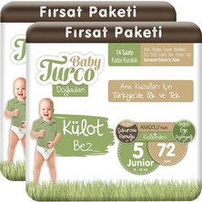 1001 Baby Turco Doğadan Fırsat Paketi 5 Numara Junior 72X2 144 Adet Külot Bebek Bezi