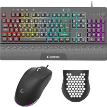 1001 Rampage Eclipse Siyah USB Rgb Aydınlatmalı Q Gaming 4 Tuş Makrolu Oyuncu Klavye Mouse Set