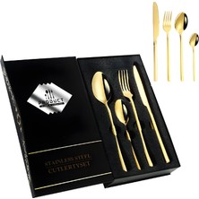 1001 24 Parça 6 Kişilik Gold Çelik Yemek Kaşık Çatal Bıçak Set CIN739SRX