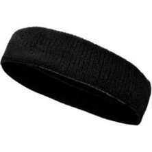 1001 Sporcu Havlu Kafa Bandı, Alın Ter Bandı Headband Siyah Siyah