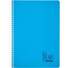 1001 Pruva A4 Pet Spiralli Karton Kapaklı Defter 144 Yaprak - Kareli - Mavi