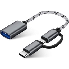 1001 4901 USB 3.0 Otg To Type-C Micro USB Data Şarj Çevirici Dönüştürücü Adaptör