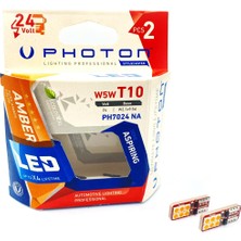 1001 Ampul T10 W5W 24V 6+6 Amber LED Pht PH7024 Na