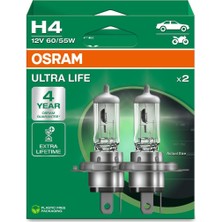 1001 Ampul H4 Ult 60/55W 12V P43T5X2TRQR2B Ultralife - Osr 64193ULT-2HB