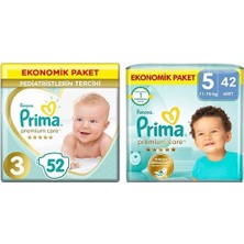 1001 Bebek Bezi Premium Care 3 Beden 52 Adet Midi Jumbo Paket ve Prima Bebek Bezi Premium Care 5 Numara 4