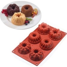 1001 Silikon Pasta Kek Kalıbı 6'lı Myb- Kahverengi ECMELNM464
