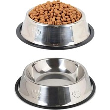 1001 Paslanmaz Çelik Kedi,köpek Mama ve Su Kabı,kaymaz Tabanlı (16 Cm)