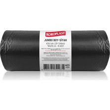 1001 Ağır Sanayi Çöp Torbası Jumbo Boy Siyah 10'lu 80X110 Cm, Dayanıklı & Sızdırmaz, Çift Katl�