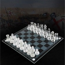 1001 Glass Chess Cam Satranç Takımı Kullanışlı Dekoratif Şık Hediyelik (25X25 Cm)