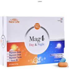 1001 Mag4 Day & Night Magnezyum 60 Tablet Sitrat - Malat - Taurat - Bisglisinat - B6 Vitamini