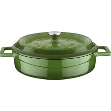 1001 Metal Dökme Demir Tencere, Yeşil, 28 cm