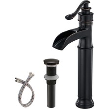 1001 Gemi Lavabo Bataryası, Yağ Pürüzlü Bronz, Şelale Ağzı, Tek Delikli Pirinç