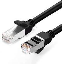 1001 Cat6 Saf Bakır Metal Konnektör Ethernet Kablosu Siyah 3 Metre