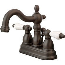 1001 KB1605PL Heritage 4 Inç Porselen Kol Saplı Centerset Lavabo Bataryası, Yağ Ovuşturdu Bronz