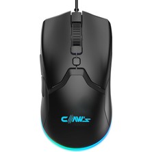 1001 Cerberus Pixart PAW3519 Sensörlü 4200 Dpi Wide Rgb Özel Abs Doku Kablolu Gaming Mouse - Siyah
