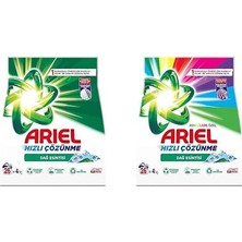 1001 Dağ Esintisi 4 kg Hızlı Çözünme Toz Çamaşır Deterjanı+Ariel Dağ Esintisi Renklilere Özel