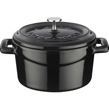 1001 Metal Döküm Mini Tencere, 10 Cm, 0.35 L Hacim, Siyah