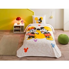 1001 Disney Minnie & Mickey Botanic Standart Pamuk Nevresim Takımı, Sarı, Tek Kişilik
