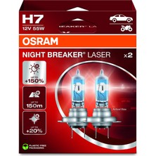 1001 Night Breaker Laser H7, +%150 Daha Fazla Parlaklık, Halojen Far Lambası, 64210NL-2HB, 12V Otomobil
