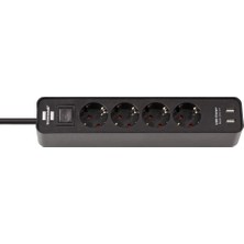 1001 USB Hızlı Şarj Özellikli 4 Soketli Priz Siyah