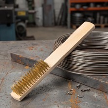 1001 Ahşap Saplı Metal Tel Fırça 20 cm - Endüstriyel Pas, Boya ve Kaynak Temizleyici Sanayi Tipi Tel