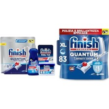 1001 Quantum 60 Kapsül Bulaşık Makinesi Deterjanı Tableti + Temizlik ve Bakım Seti ve Finish Quantum