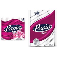 1001 3 Katlı Egzotik Şakayık Özleriyle Parfümlü 32'li Cilt Tuvalet Kağıdı (1 x 32 Rulo) ve Papia
