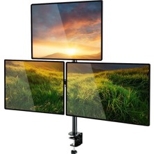 1001 EF53 Steel Design 2-8 kg Üç Ekran Montaj Asansörlü 13-27INCH Monitör Standı