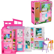 1001 Barbie'nin Yeni Portatif Evi 2024 Barbie'nin Yeni Portatif Evi 2024, 4 Oyun Alanı ve 11 Dekorasyon