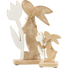 1001 Dekoratif Figür Çiçek ve Tavşan Ahşap 26CM