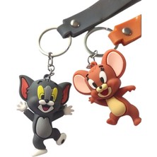 1001 2'li Çift Anahtarlık 3D Tom ve Jerry Sevgili Anahtarlık Çanta Süsü Karışık Model