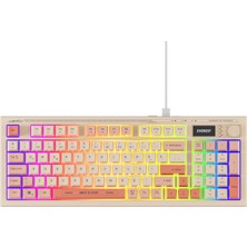 1001 Kb-79 Sılent Pro Bej/pembe/turuncu Sessiz Rgb Q Membrane Oyuncu Klavyesi