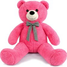 1001 Papyonlu Sevimli Peluş Şaşkın Ayı 80 cm - Sevgiliye Özel Hediye Fuşya