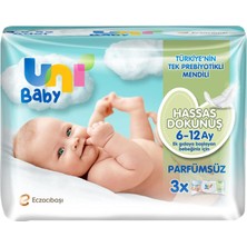 1001 Hassas Dokunuş 156 Yaprak Parfümsüz Islak Mendil, Beyaz, 6-12 Ay (3 x 52 Adet)