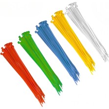 1001 529563 Plastik Kablo Bağı Klipsi Cırt Kelepçe Karışık Renk Set 100 mm 5 Renk x 20 Toplam 100