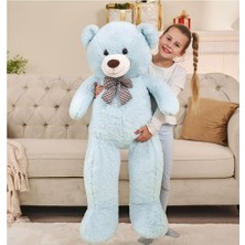 1001 Peluş 120 cm Papyonlu Sevimli Ayı - Sevgiliye Özel Hediye Açık Mavi