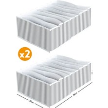 CATEKSSS 2 Adet - 8 Gözlü Çekmece Içi Akordiyon Organizer - Xlarge 30 x 39 x 14 Kumaş Gri