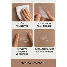 CATEKSSS Şeffaf Duvar Askı Aparatı – Yapışkanlı Kanca | Deliksiz Pratik Montaj Askı Çok Renkli
