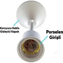CATEKSSS Sarkıt Porselen Tij Aydınlatma Duy E27 Beyaz 220 Volt