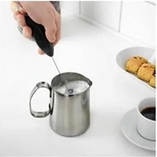 CATEKSSS Pilli Mini Mixer Kahve Süt Köpürtücü Karıştırıcı Cappuccino Mixer Metal Beyaz