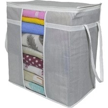 CATEKSSS Pencereli Saklama Çantası Çizgili 50X45X30 cm - Gri Çizgili Tela Gri Tr