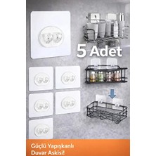 CATEKSSS 5’li Kendinden Süper Yapışkanlı Duvar Askısı- Güçlü Tutuş Kanca, Raf ve Organizer Tutucu (5 Adet) Be