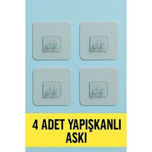 CATEKSSS 4 Adet 7X7CM Yedek Süper Güçlü Yapışkanlı Askı, 20KG Banyo - Mutfak Raf Tutucu Sticker, Delmesiz Şef