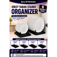 Genç 3D Dikey Tabak Standı Organizer - 4'lü 6'lı 8'li 10'lu Bölmeli Tabaklık - Mutfak Dolap Içi ve Tezgah Üstü Tabak