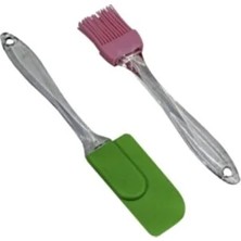 CATEKSSS Küçük Boy Spatula ve Fırça Seti Silikon Çok Renkli