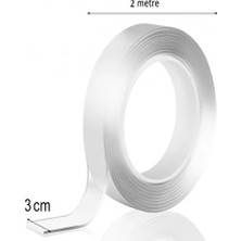 CATEKSSS 2m*3cm Çift Taraflı Şeffaf Bant 2 Metre