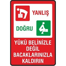 CATEKSSS Iş Güvenliği Uyarı Levhası 24X34 Cm. (Yükü Belinizle Değil Bacaklarınızla Kaldırın) (İG034)