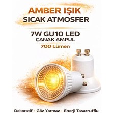 CATEKSSS GU10 Çanak Ampul Amber Işık 7W LED | Tekli | Dekoratif Ambiyans Aydınlatma