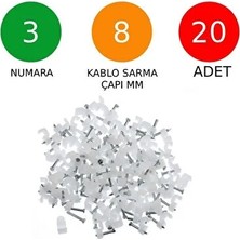 CATEKSSS Beton Çivili Kablo Tutucu Kroşe No: 3 - 8 mm 20 Adet